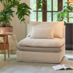 Modern Convertible Sofa Bed with Fabric Upholstery Bean Bag Furniture for Living Room Sets Shredded Foam Filling Material