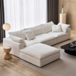 Modern Style Comfortable Coud Couch Living Room Furniture Modular Down Filling Velvet Fabric Sectional Sofa Set