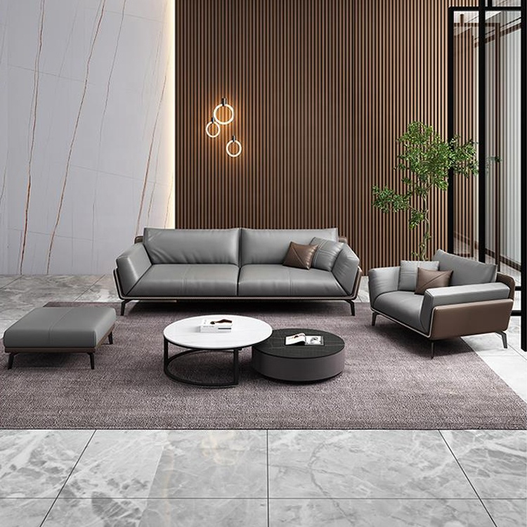 Modern Living Room Sofa Pu Leather Metal Leg 1+1+3 Apartment Home Office Sofa Set - Image 2