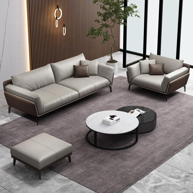 Modern Living Room Sofa Pu Leather Metal Leg 1+1+3 Apartment Home Office Sofa Set - Image 3